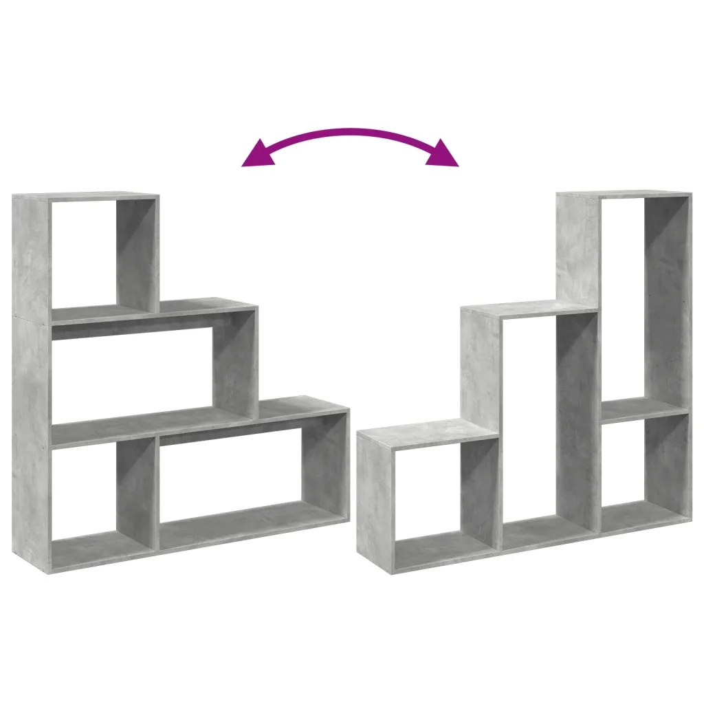 Libreria Divisorio 3 Piani-Scaffale per Libri-Mobile di Stoccaggio Grigio Cemento 123x29x123 Truciolato