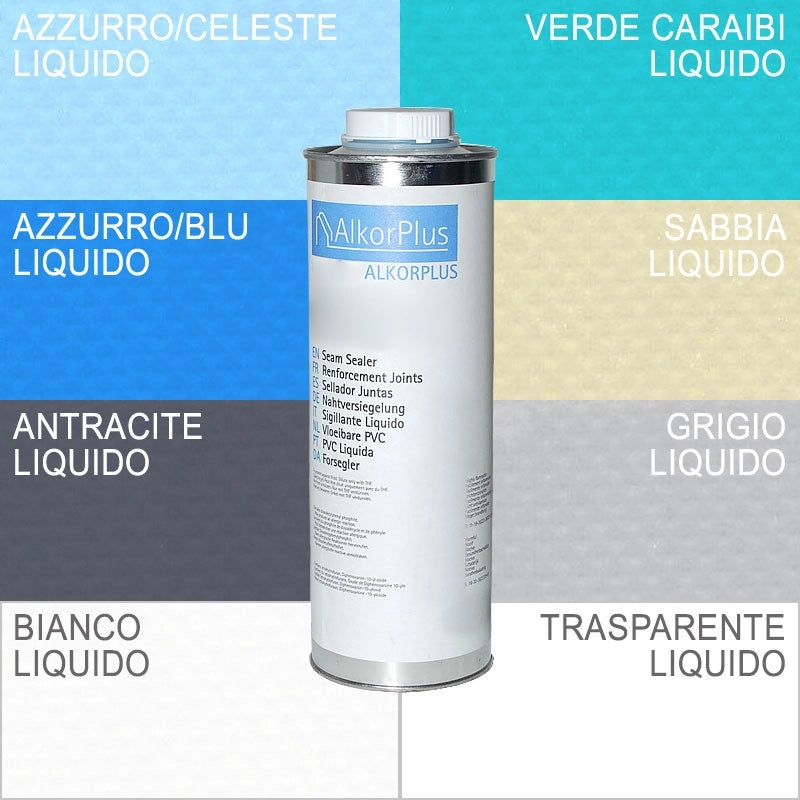 Liquido sigillante in PVC per rivestimento Liner ALKORPLAN - tanica da 0,9 kg - Liquido Sigillante In Pvc Per Rivestimento Liner Alkorplan - Tanica Da 0,9 Kg Sabbia Colore: Trasparente