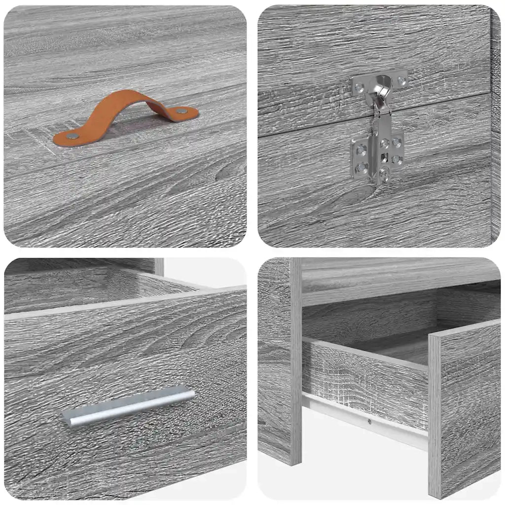 Struttura letto con contenitore-Giroletto con contenitore Grigio Sonoma 140 x 200 cm