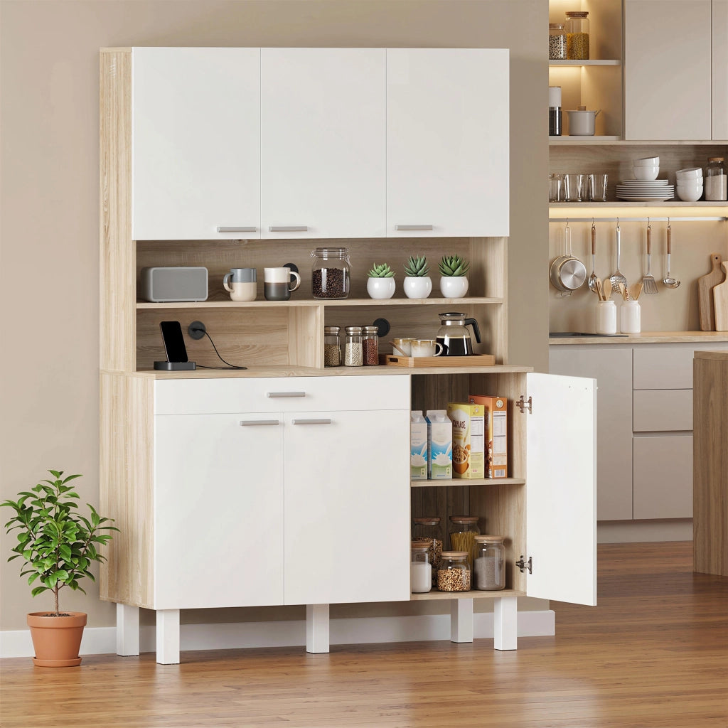 Credenza Alta Cucina ¨C Xylo ¨C 6 Ante Legno Bianco Naturale 120x40x175cm