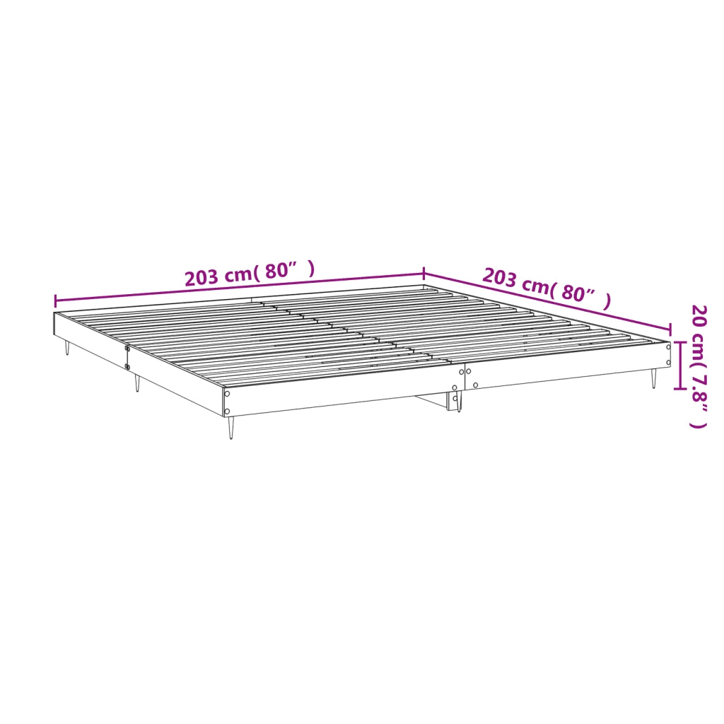 Giroletto-Struttura Letto Grigio Cemento 200x200 cm in Legno Multistrato 812977