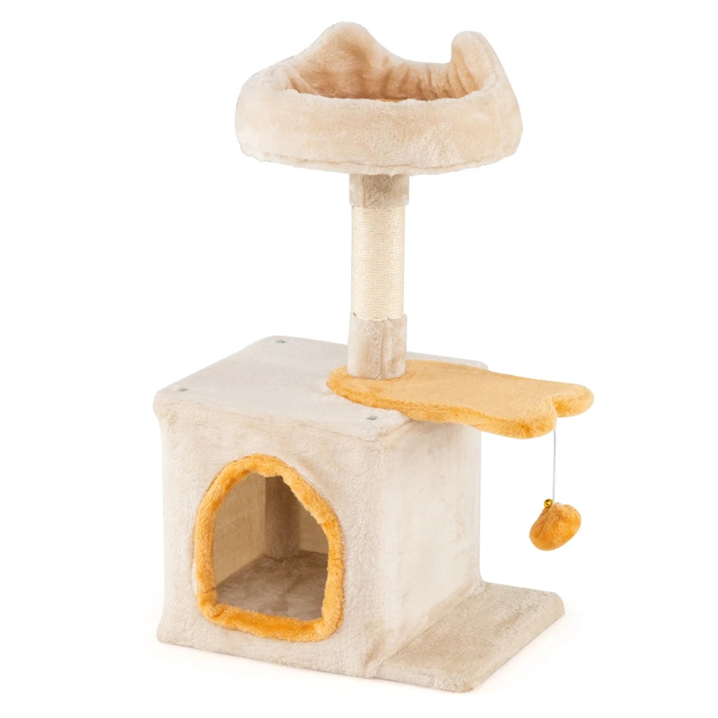 Tiragraffi 40 x 30 x 61 cm con trespolo imbottito e tiragraffi stile giocoso in legno ricostruito beige 20_0015869