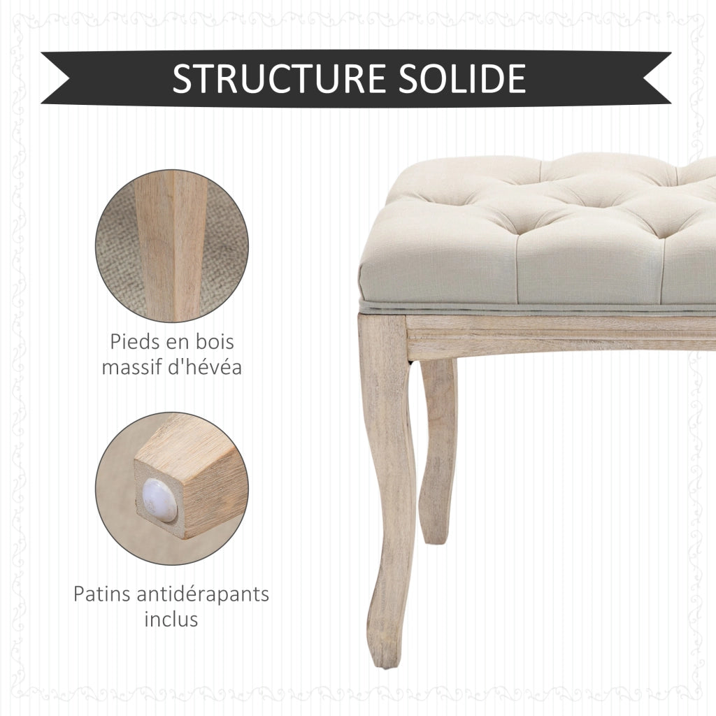 Banc Letto Imbottito ¨C Minimal ¨C Beige Lino Legno 110x