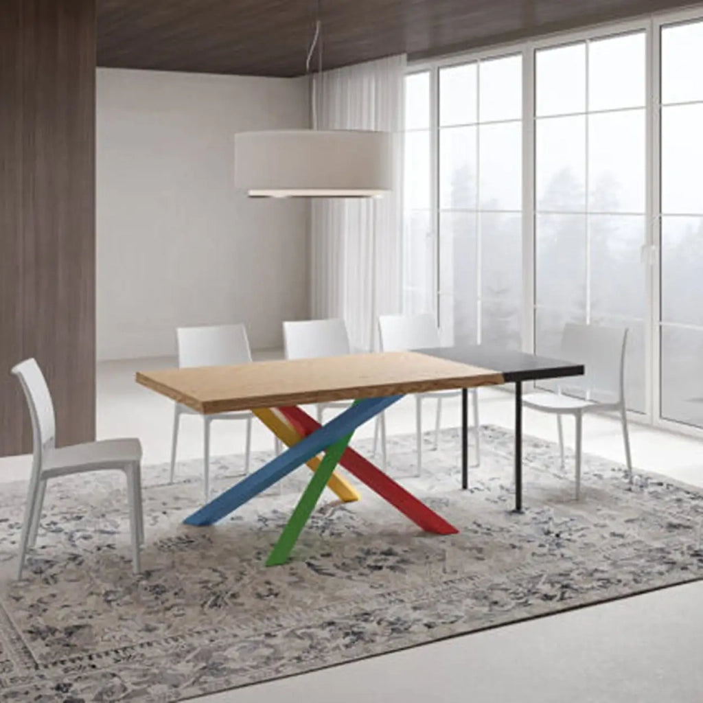 Tavolo allungabile 140/190x90 cm Versalux rovere scortecciato gambe multicolore 4/B