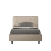 Letto 1 Piazza E Mezzo 120x200 cm con Rete Imbottito in Similpelle Antea Large Tortora