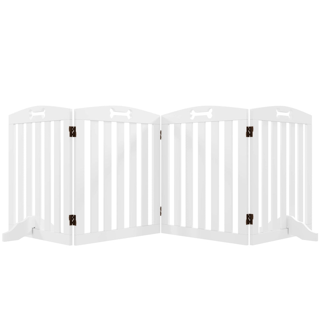 Cancello per Cani Freestanding con Piedini ¨C zephmum ¨C 207.5x30x61 cm Bianco