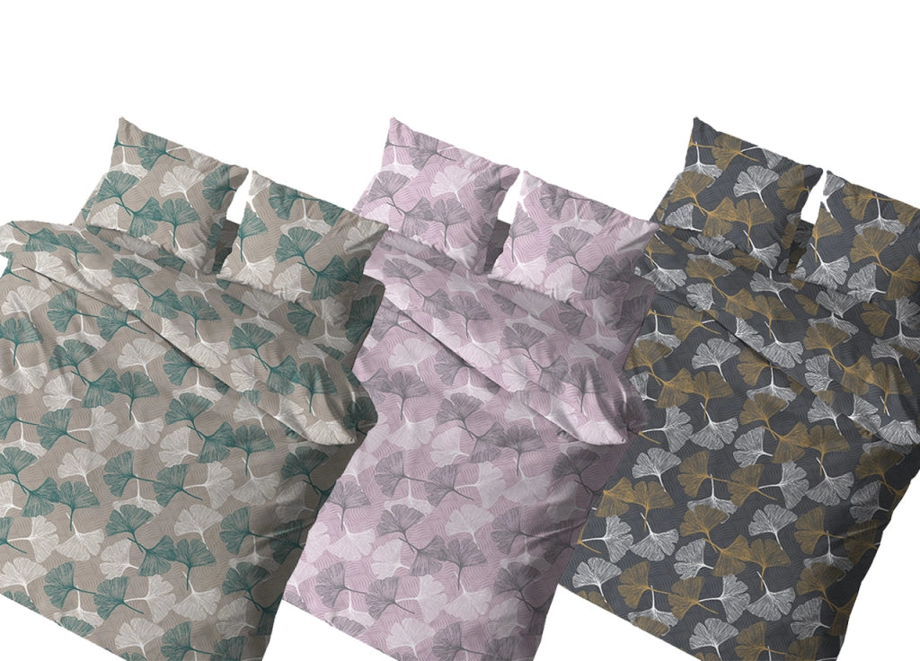 Copritrapunta Sacco Per Trapunta 100% Cotone Disegno Ginko - Singolo - Giallo
