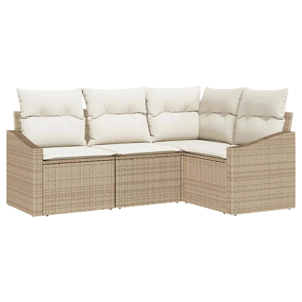 Set di divani con cuscino 4 pcs Beige polyrattan 3346701