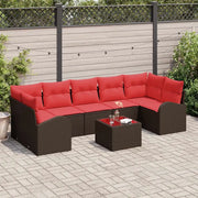 Set Divano da Giardino 8 pcs Beige e Rosso polyrattan 3354633