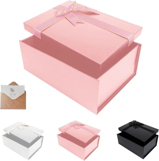 Scatola di regalo con coperchio 33 x 25 x 125 cm rosa - Carte di auguri - Per il Papà, la Mamma, Natale, Pasqua, San Valentino, compleanni e altro