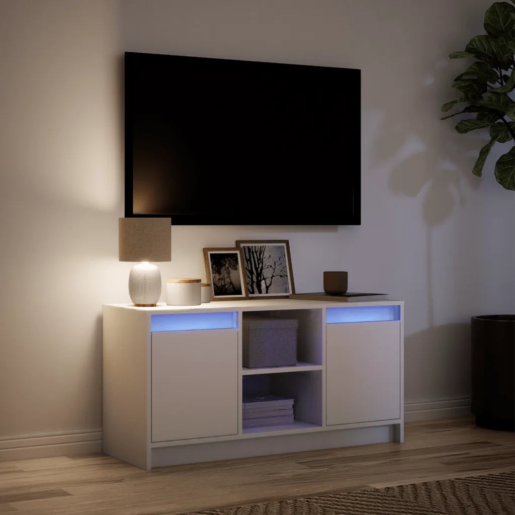Mobile TV | Armadietto TV | Mobile Porta TV con LED Bianco 100x34x50 cm in Truciolato