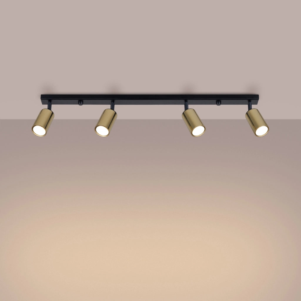 Lampada a tubo LED Winx Bittersweet Shimmer a 4 luci GU10, nero, oro e acciaio
