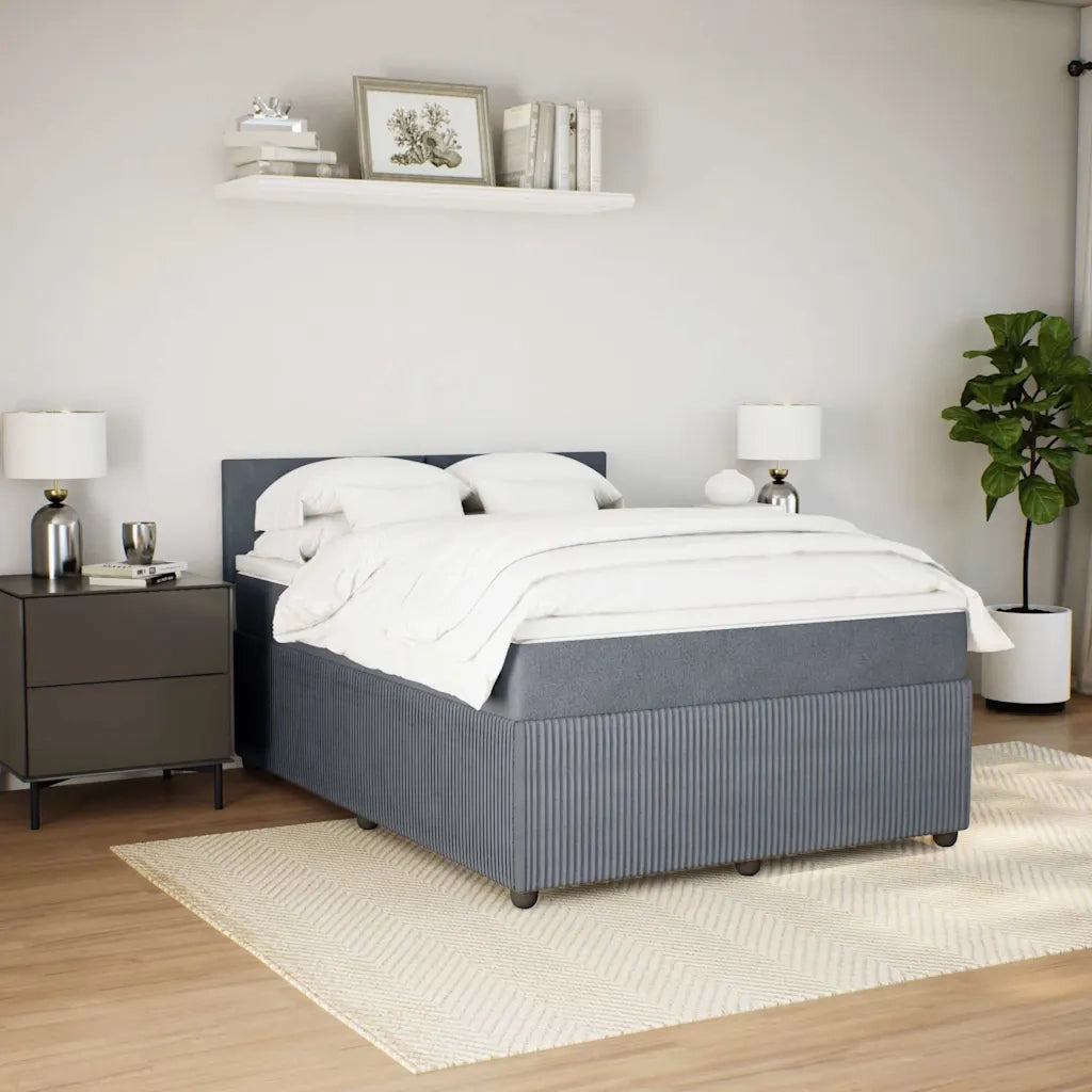 Giroletto a Molle con Materasso Grigio Scuro 140x200 cm Velluto