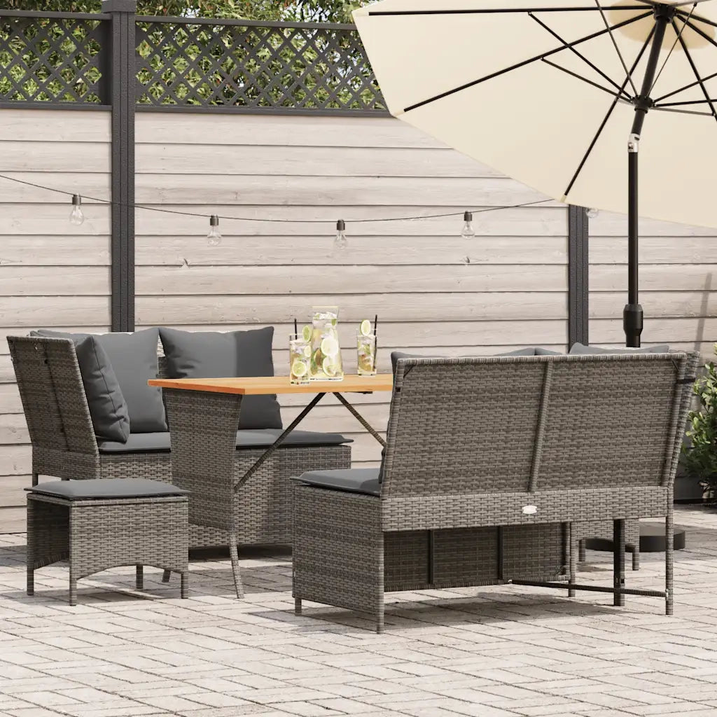 Set Divano da Giardino 5 pz con Cuscini Grigio in Polyrattan