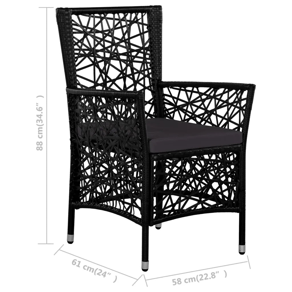 Set da Pranzo da Giardino 5 pz in Polyrattan Nero 44088