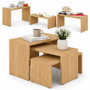 Tavolino Caffe Divano Salotto Rettangolare 3Pz Moderno Legno Colore Quercia