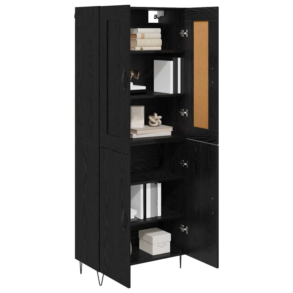 Credenza-Buffet-Armadio da cucina Rovere Nero 69,5 x 34 x 180 cm Legno multistrato 154066