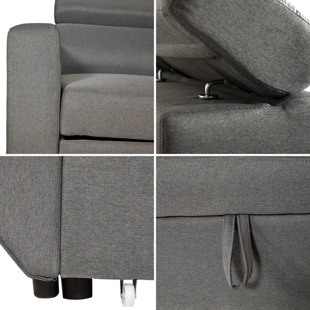 Divano trasformabile WARREN 3 posti grigio