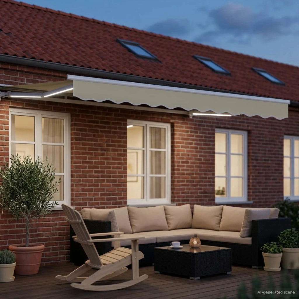 Cornice per Tenda Manuale con LED Crema e Bianco 3,5 x 2 m 3420535