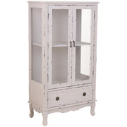 Vetrina in legno con 1 cassetto e 2 ante bianco 80x42x148h cm