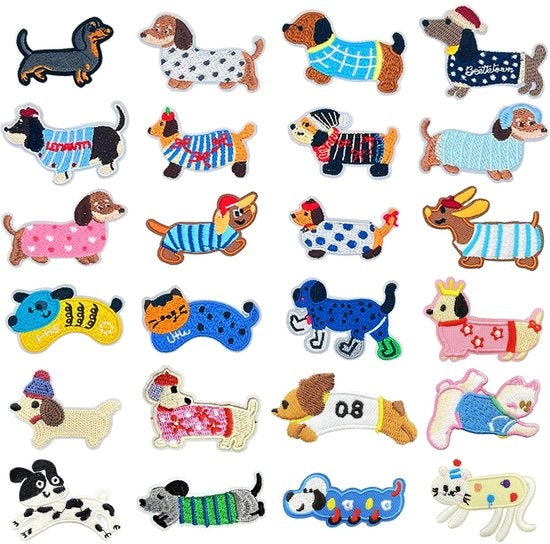 Set di Pannelli di Pizzo da 24 - Pannelli per Pizzo - Pannelli per Abbigliamento - Motivo Cane - Tessuto Bordato Duraturo - Ideale per Riparazioni