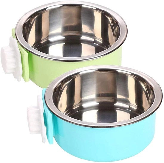 Ciotola da Cibo Sospesa, Ciotola da Cibo Rimovibile in Acciaio Inossidabile per Cibo e Acqua, per Gatti, Puppi, Uccelli, Ratti, Cavi, 2-Pack