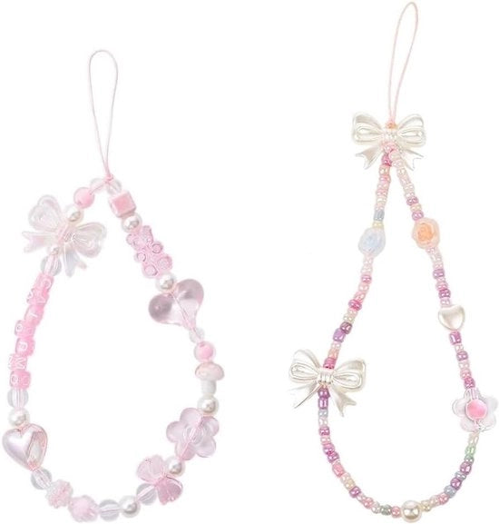 Cintura per Telefono a Maniglie Lunghe Perle Catena per Donna con Farfalla e Fiori