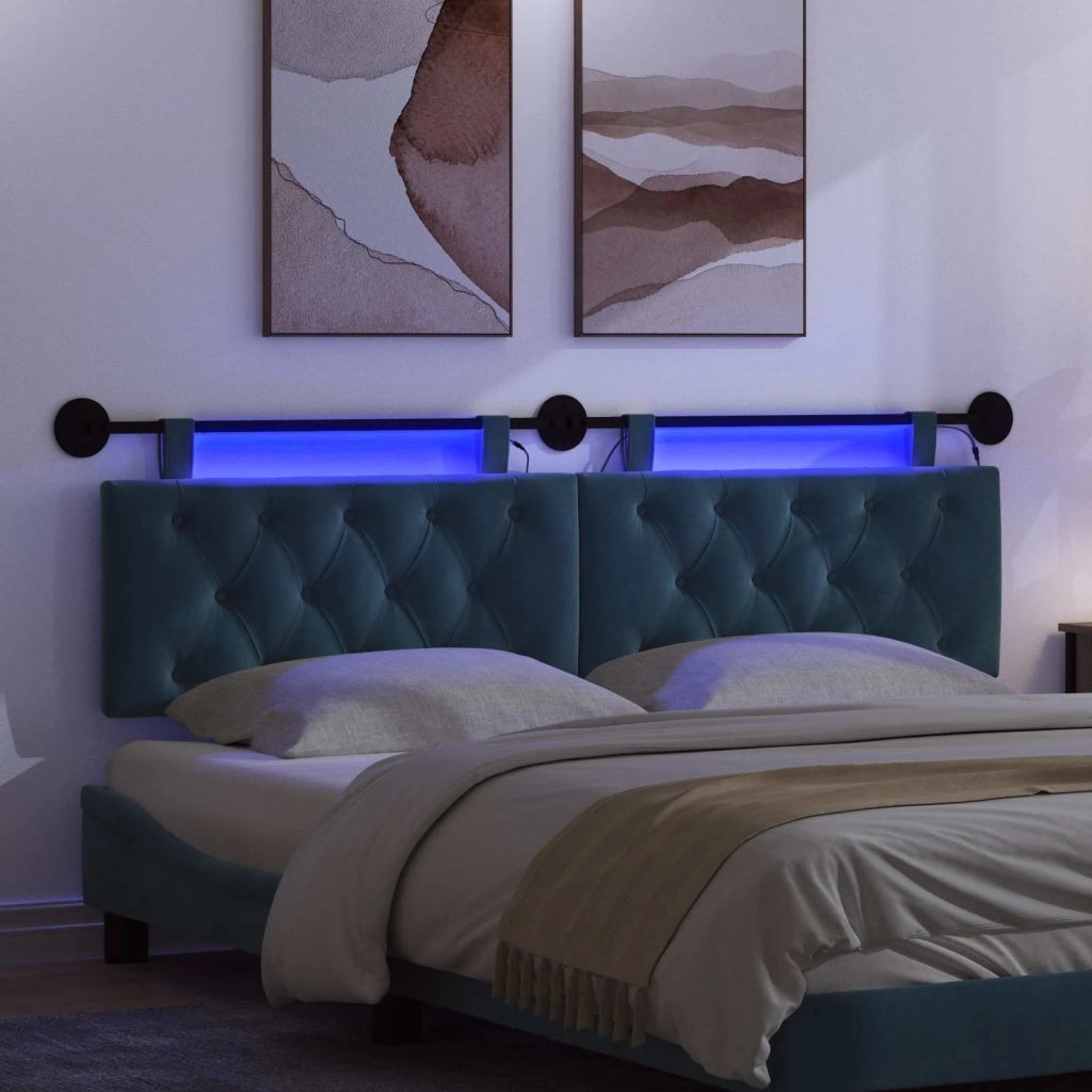Testiera sospesa Con luce LED Blu Velluto 3424703