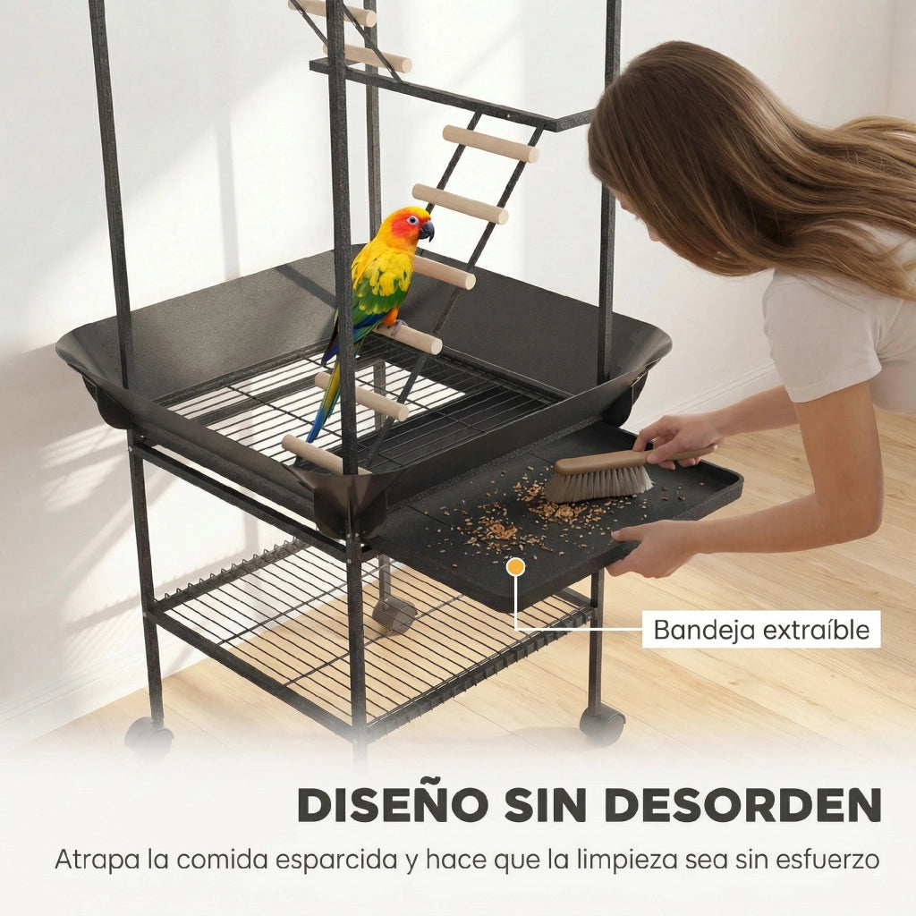 Casetta per Uccelli con Altalena e Scivolo ¨C Minimal ¨C 63x63x163 cm