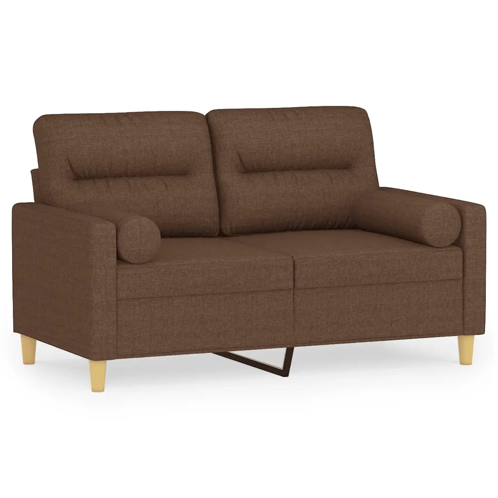 Divano a 2 Posti con Cuscini-Sofa 2 Posti con Cuscini Marrone 120 cm in Tessuto 986368
