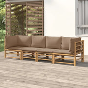 Set Salotto da Giardino 4pz con Cuscini Tortora Bambù 3155120