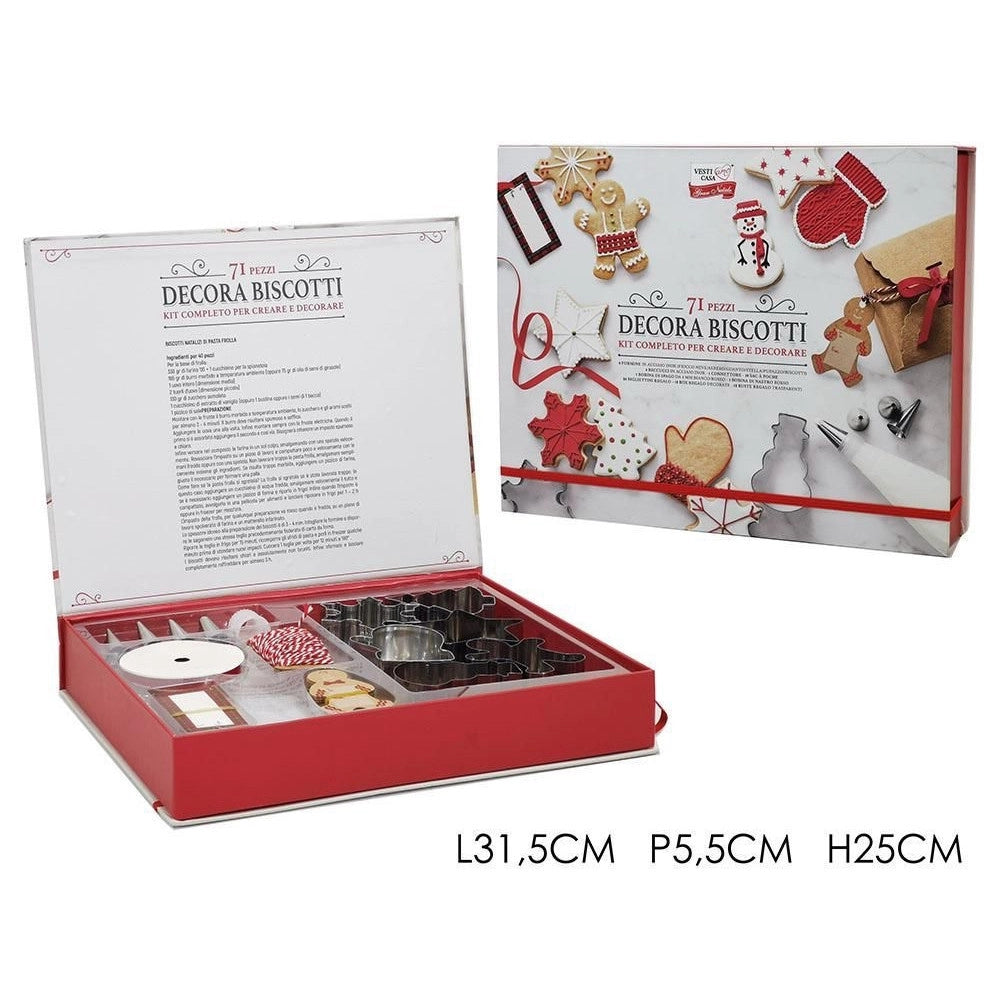 Trade Shop - Set Decora Biscotti A Tema Natalizi 71 Pz Cucina Decorazioni Addobbi Natale Casa Dolci -