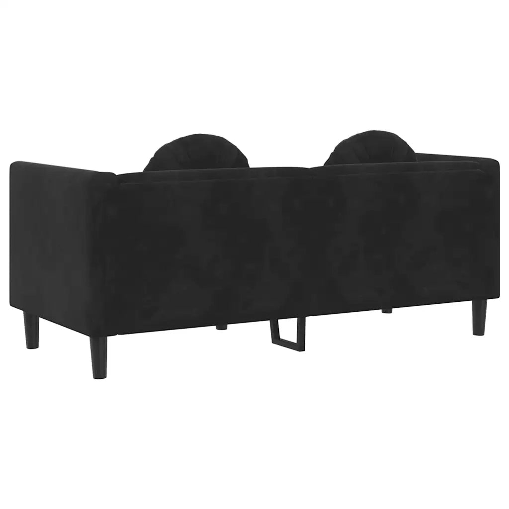 Divano a 2 Posti con Cuscini-Sofa 2 Posti con Cuscini Nero in Velluto