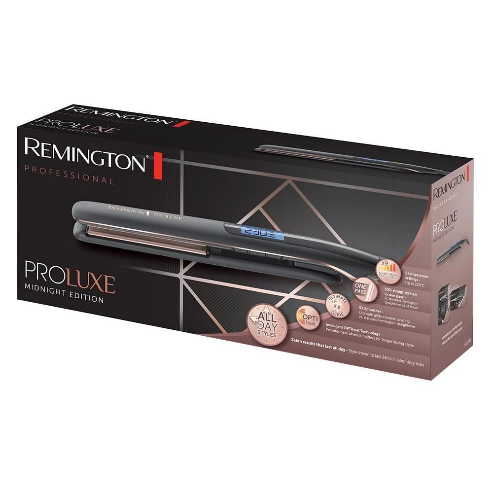 Remington S9100B PROLuxe Midnight Edition Piastra per capelli Ceramica 9 livelli 150-230 °C riscaldamento 10s colore Nero Rose Gold