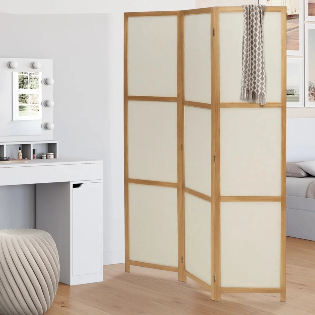 IDMarket - Paravento interno in legno e tessuto beige