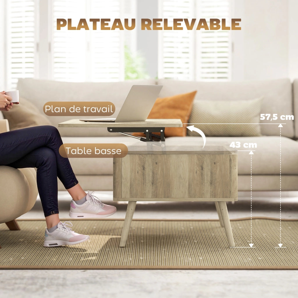 Tavolino da caff¨¨ con scomparto ¨C Xylo ¨C legno di pino, effetto rovere, 91x56x43 cm