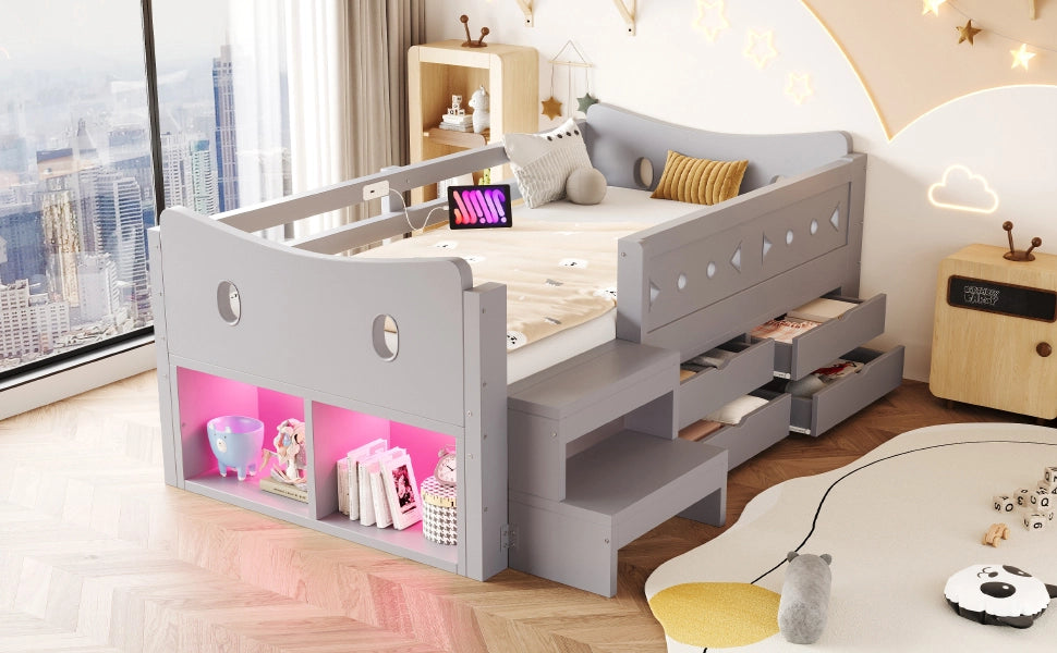 letto per bambini legno grigio 90 x 200 cm