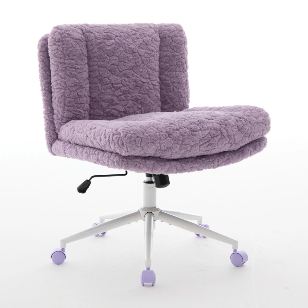 Poltrona Girevole da Ufficio ¨C MINIMAL ¨C Velluto Viola, Braccioli, Base in Metallo