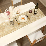 Tavolo da Cucina in PVC - Tavolo Decorativo con Foglie - 180 x 35 cm - Oro/Argento