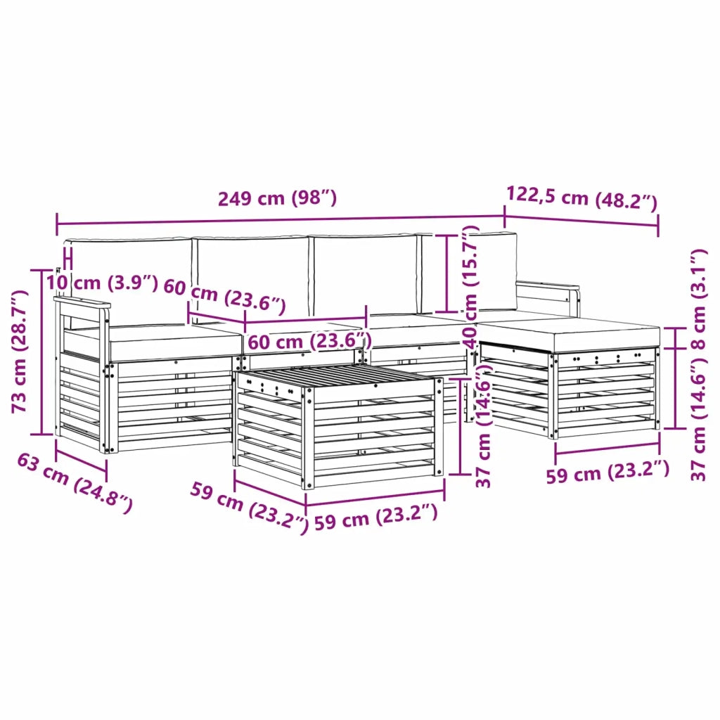 Set di divani da esterno 6 pcs Bianco e Antracite 3391702