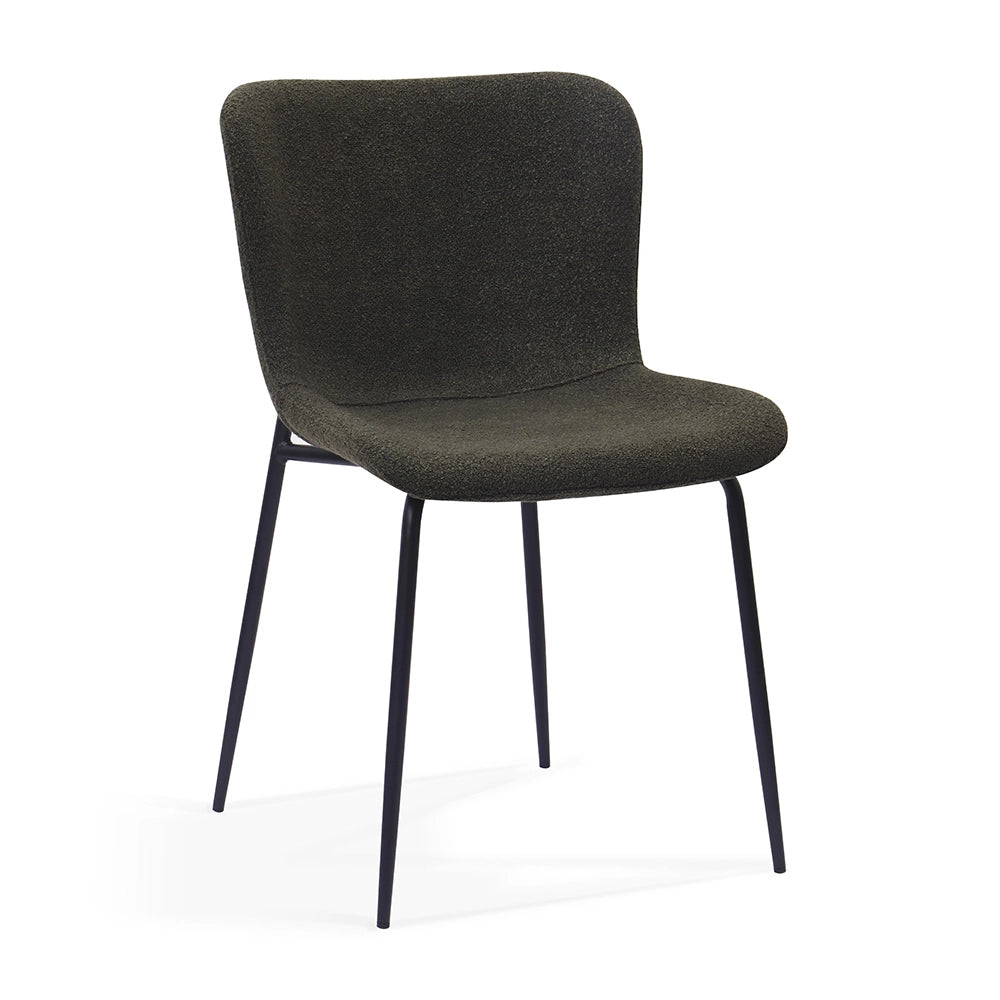 Sedia da pranzo moderna con schienale alto - Xylo - Tessuto e gambe in metallo (3 colori)