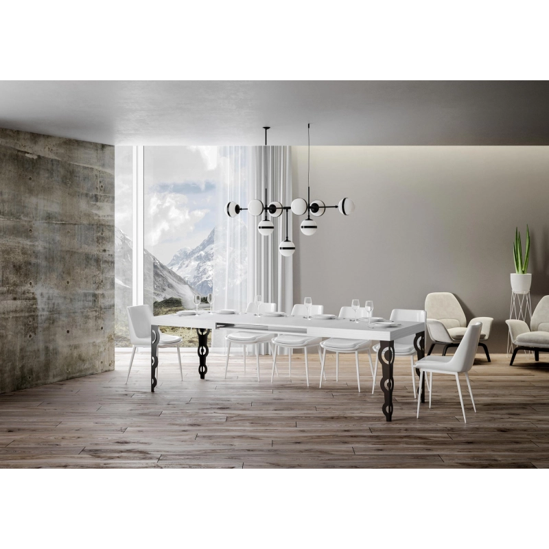 Tavolo allungabile 90x180/284 cm Karamay telaio Antracite - Bianco Frassino