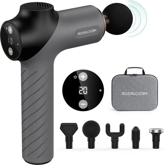 Spazzolatrice per massaggi con schermo LCD - portatile e ricarica rapida - pistola massaggiatrice per collo e spalle con 5 testine