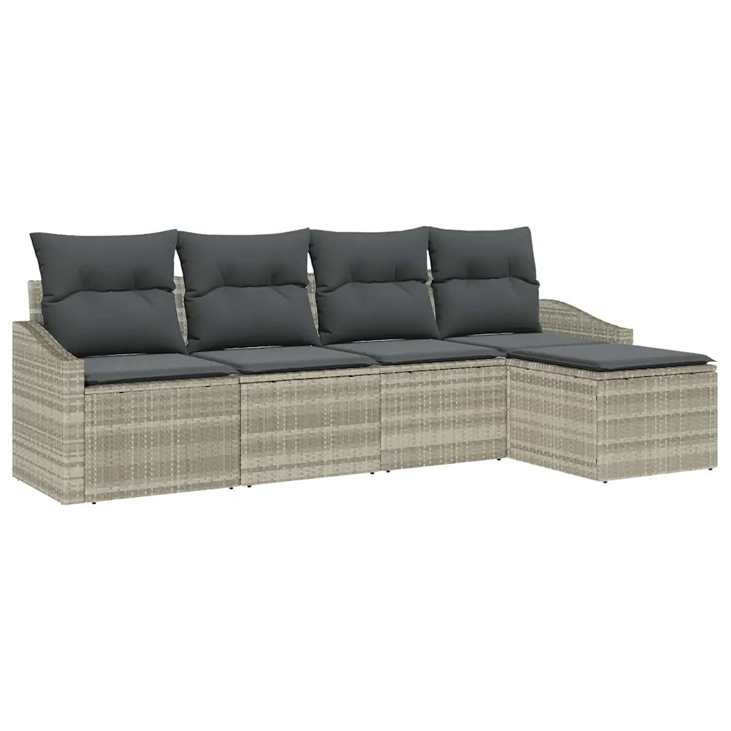 Set di divani con cuscino 5 pcs Grigio chiaro polyrattan