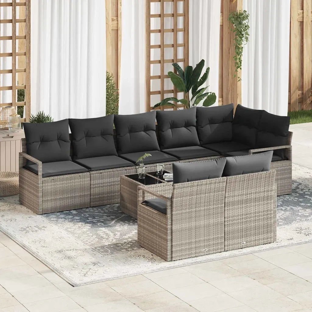 Set di divani con cuscino 9 pcs Grigio chiaro polyrattan 3346442