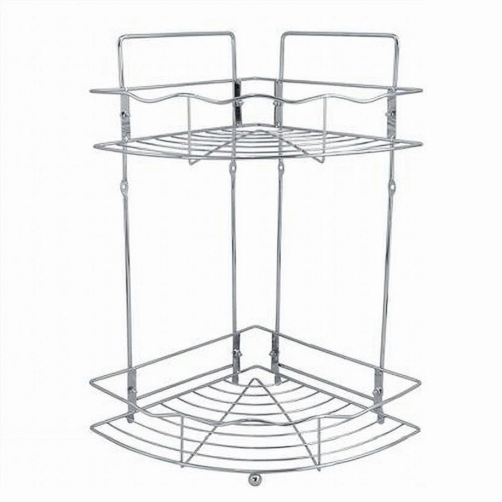 Trade Shop - Mensola Angolare Doccia A 2 Ripiani Portaoggetti In Metallo Scaffale Bagno 59259 -