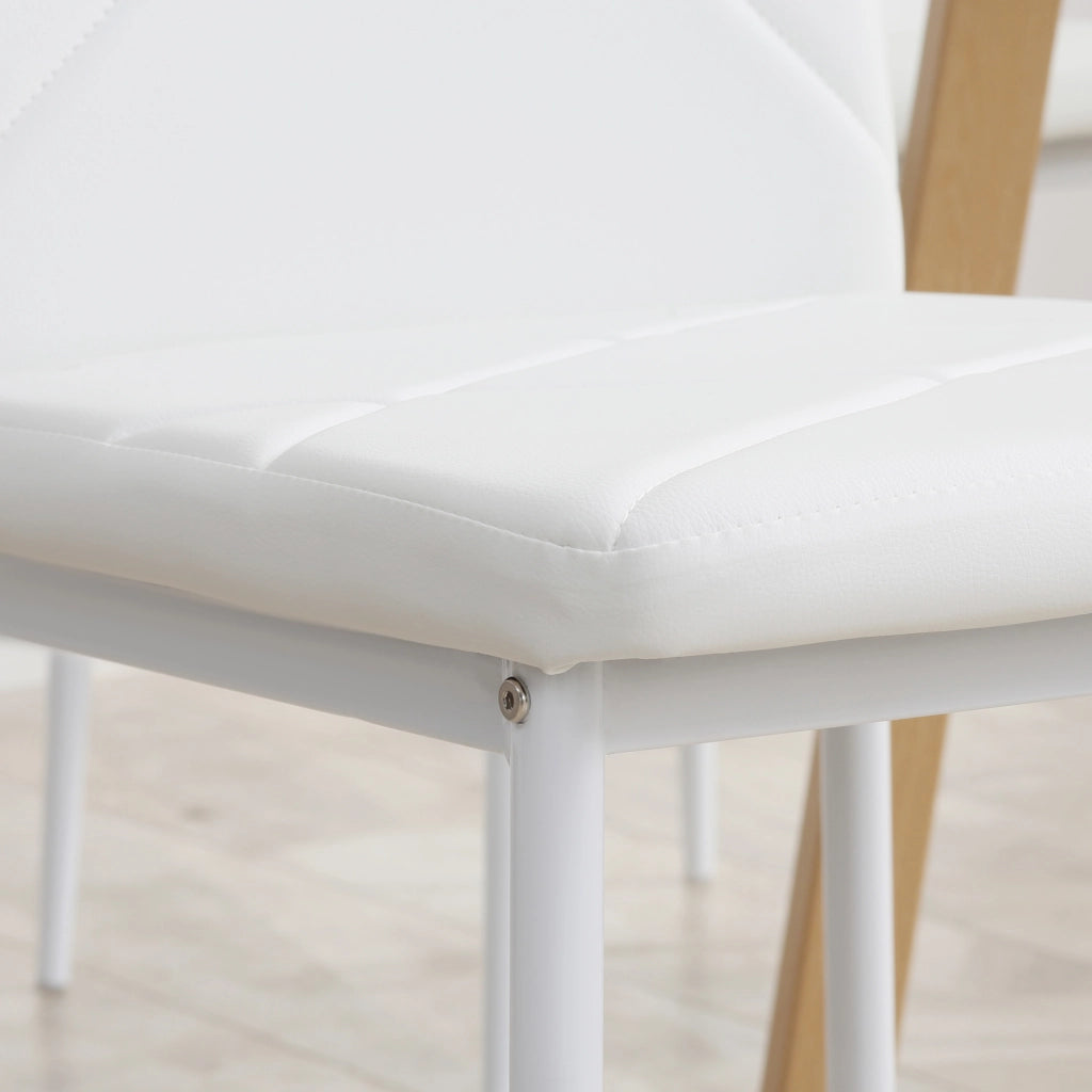 Set di 4 sedie da pranzo con schienale alto, rivestimento in similpelle e gambe in metallo ¨C Minimal ¨C Bianco
