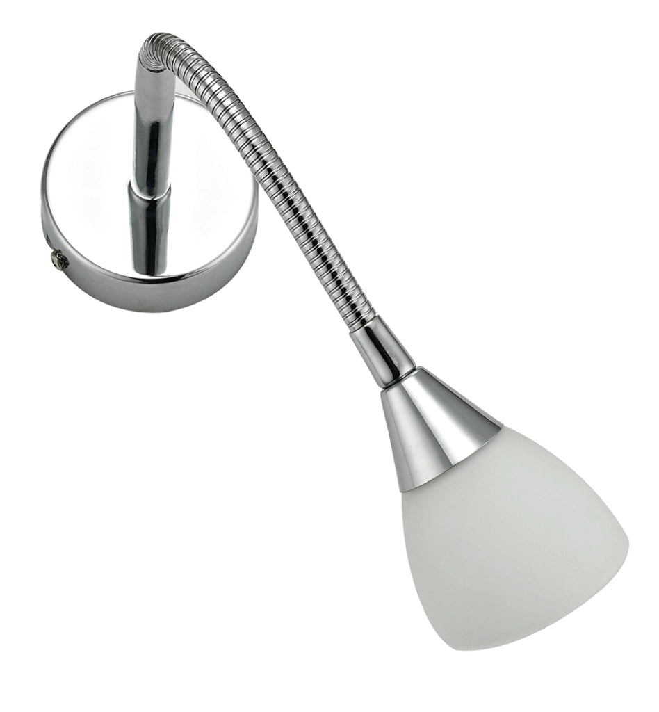 APPLIQUE A PARETE F1 FLESSIBILE CROMO 1 LUCE ATTACCO G9 IP21 8X42CM