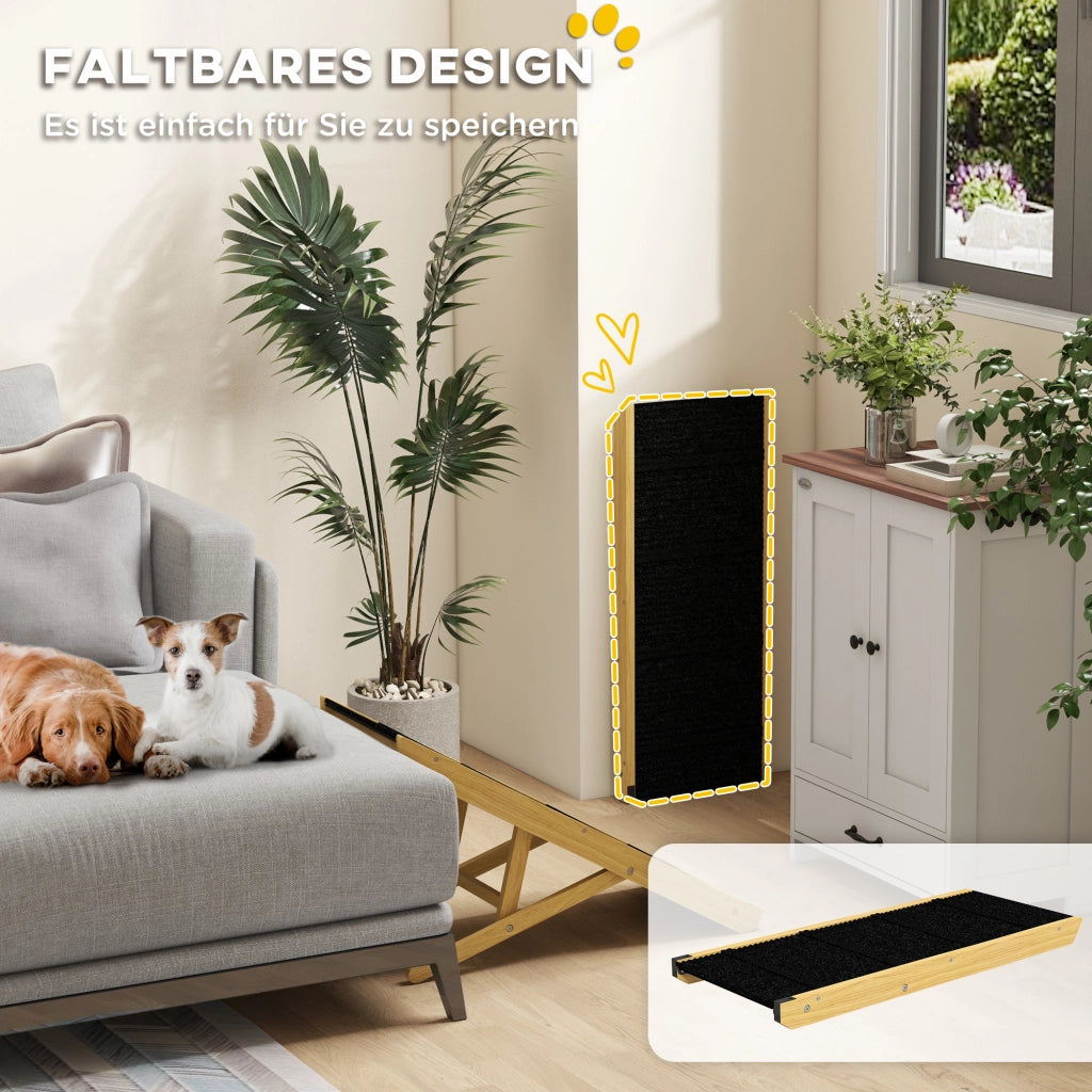 Rampa per Animali Domestici ¨C Xylo ¨C Regolabile 4 Livelli Legno Pino Pieghevole Antiscivolo