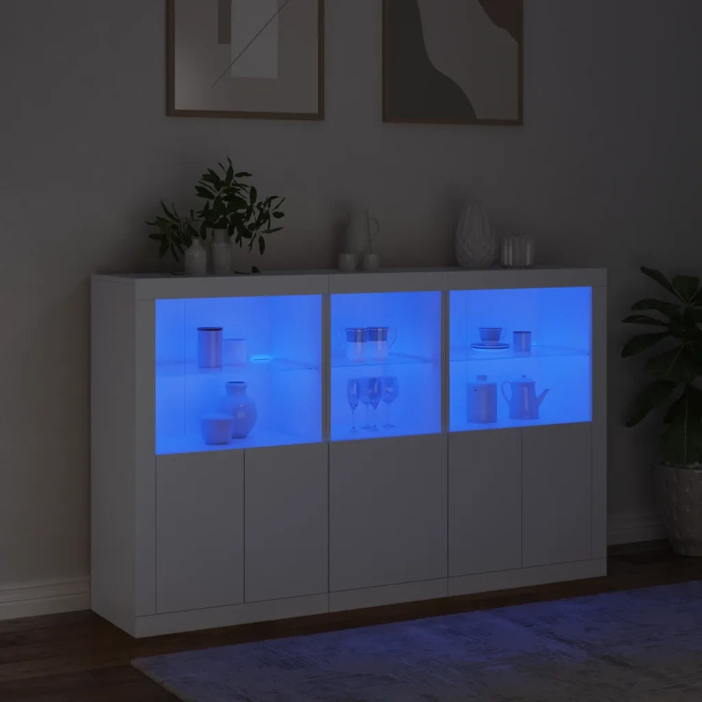 Credenza | Madia | Buffet da pranzo | Armadio da pranzo con Luci LED Bianca 162x37x100 cm
